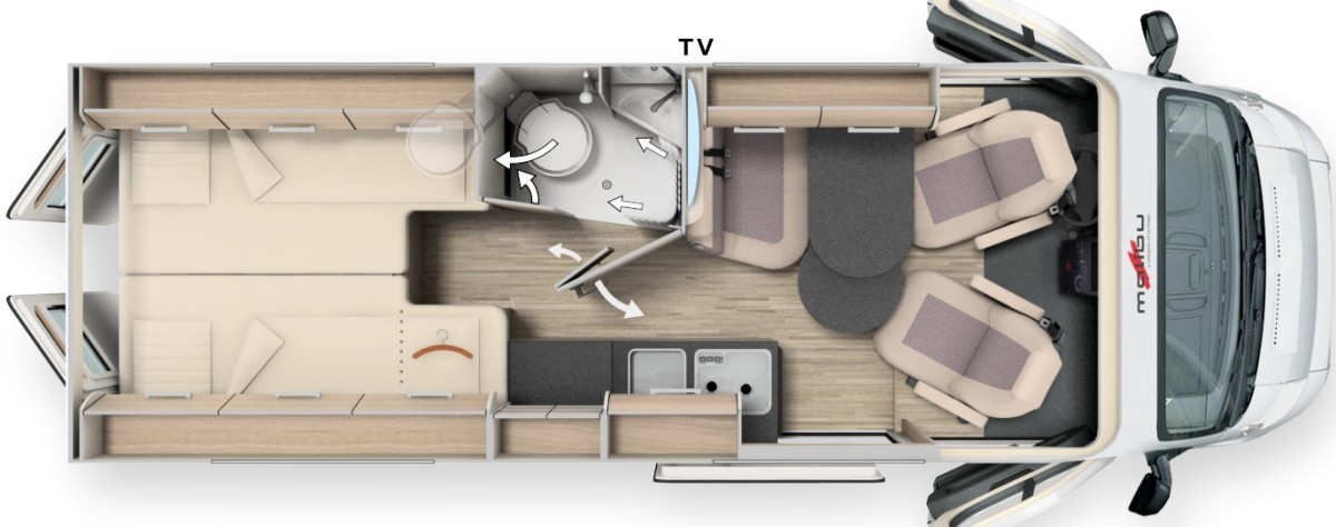 Malibu Van First Class 640 LE RB two rooms (Grundriss)